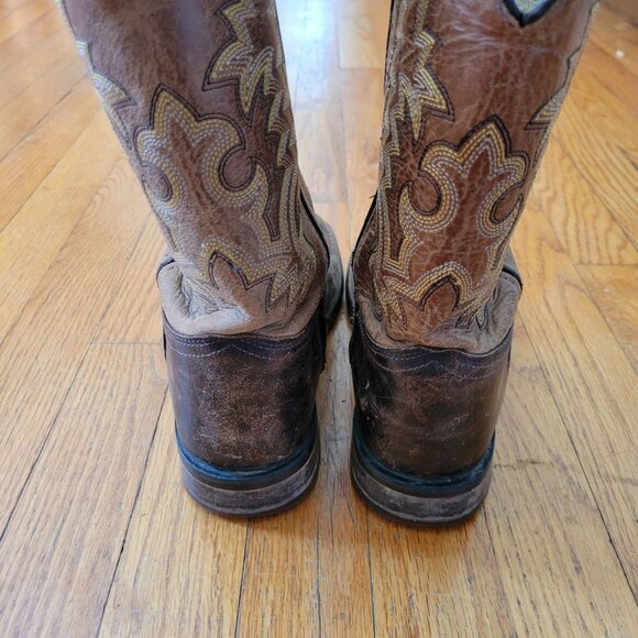 Old West Leather Cowboy Boots 5D Square Toe Western Grunge Womens 6.5 - Picture 7 of 13